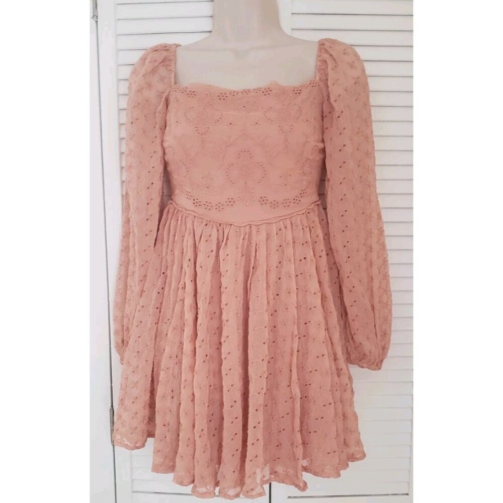 NEW FREE PEOPLE MALINA MINI DRESS IN SUN BLUSH XSMALL - Picture 3 of 9